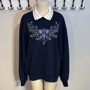Vintage Floral Embroidered Sweater